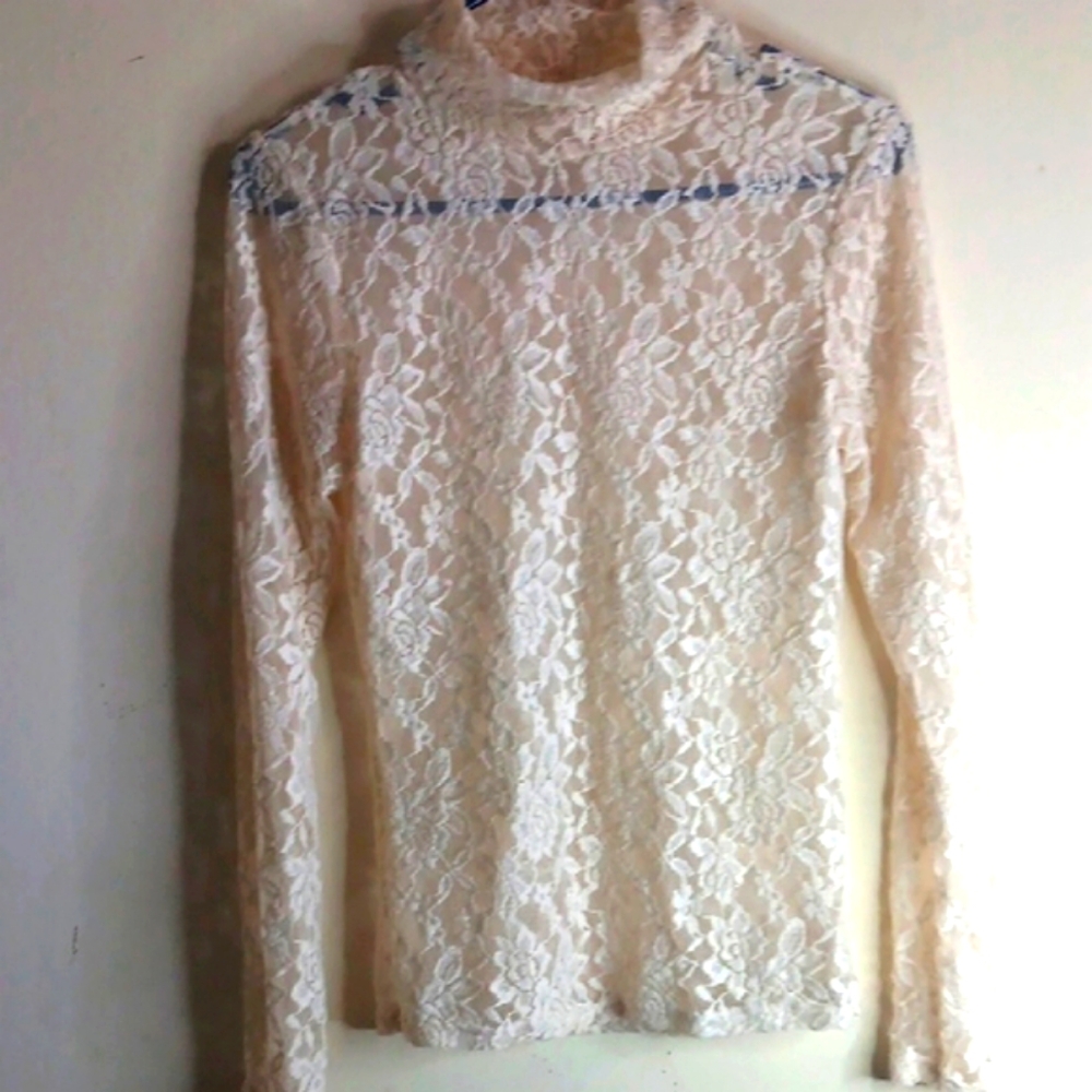 Lace Sheer Long Sleeve Top